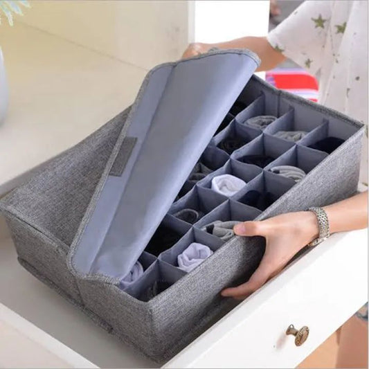 30 Grids Underwear Socks Storage Organizer With Foldable Closet Drawer Divider