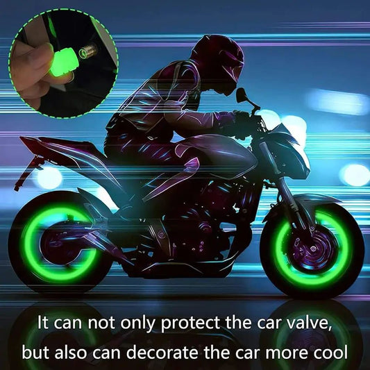 ow-in-the-Dark Tire Valve Caps (4pcs) – Universal Fit for Car, Bike & More