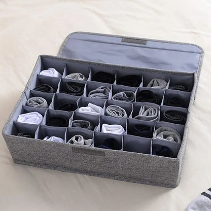 30 Grids Underwear Socks Storage Organizer With Foldable Closet Drawer Divider