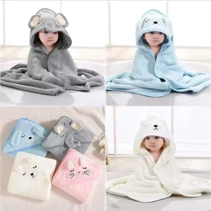 Baby Bath Towel Cloak Cartoon Soft Hooded Spa Robe Baby Bathrobe Flannel