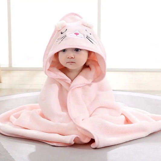 Baby Bath Towel Cloak Cartoon Soft Hooded Spa Robe Baby Bathrobe Flannel