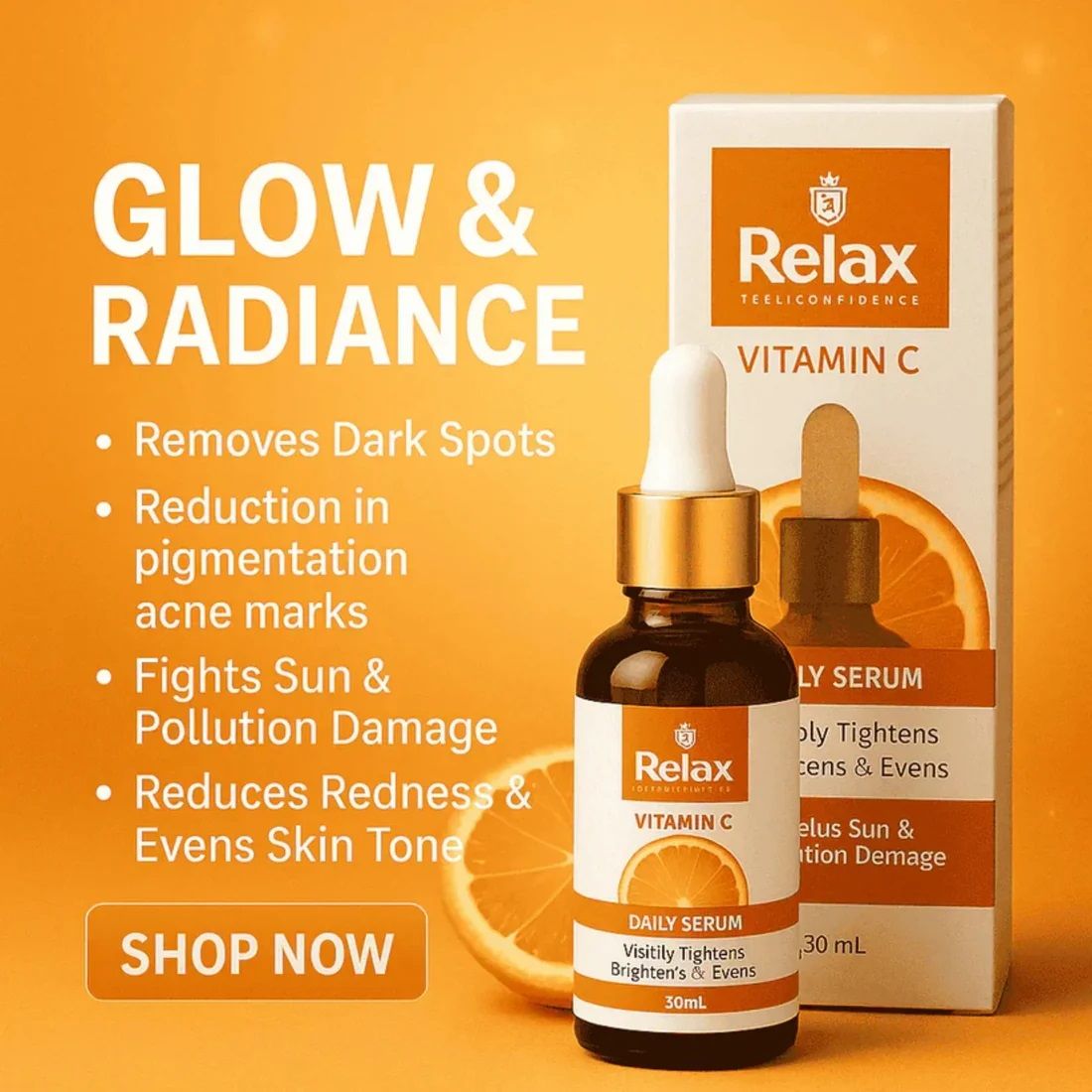 Relax Vitamin C Daily Serum Relax Face Serum 30ml Vitamin C for Glowing skin and anti aging Vitamin C Brightening Serum