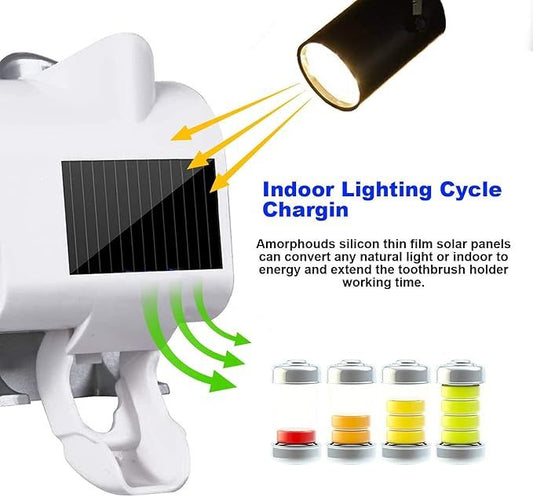 Smart UV Toothbrush Holder and Toothpaste Dispenser Bathroom Toothbrush Holder Wall Mounted Toothpaste Dispenser with Rechargeable Solar Powered Rechargeable USB Charging